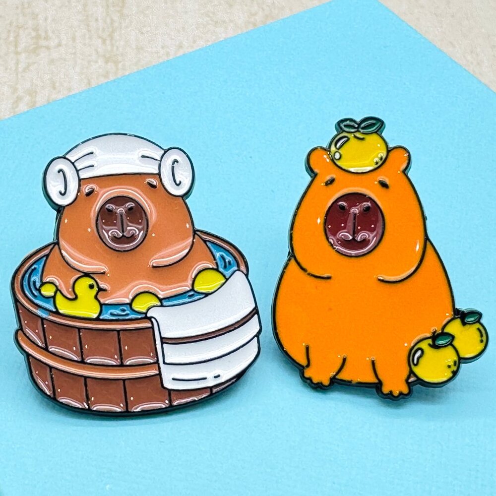 Set of 2 Capybara Enamel Lapel Pin Super Cute Capybara Lapel Pin Capybara Pin